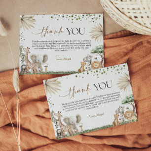 Safari Dieren Geslacht Neutrale Baby Shower Bedank Bedankkaart