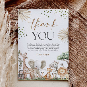 Safari Dieren Geslacht Neutrale Baby Shower Bedankkaart