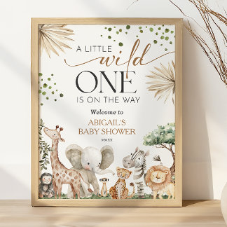 Safari Dieren Geslacht Neutrale Baby Shower Welkom Poster