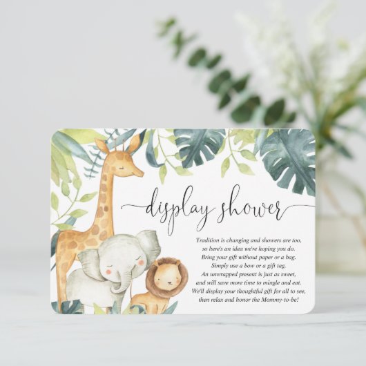 Safari dieren geslacht neutrale display douche informatiekaartje (Staand voorkant)