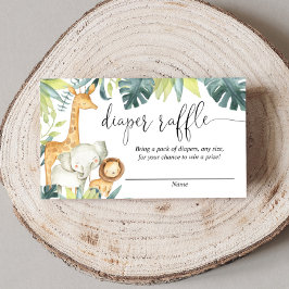 Safari dieren geslacht neutrale luier loterijkaart informatiekaartje