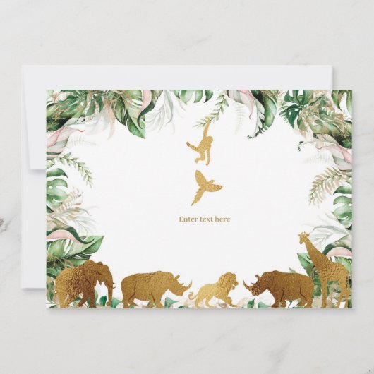 Safari Dieren Gewrichtsverjaardag, Oerwoud Dieren Kaart (Achterkant)