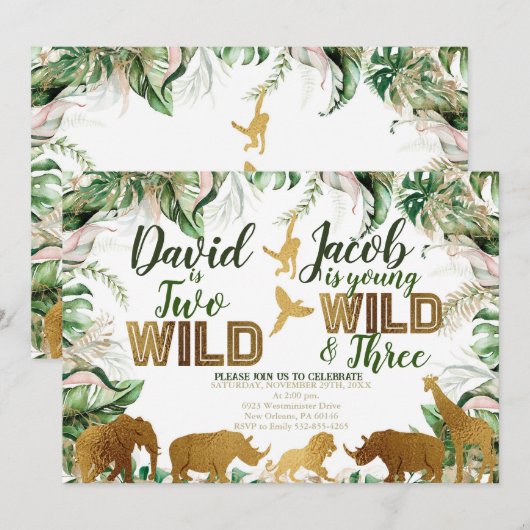 Safari Dieren Gewrichtsverjaardag, Oerwoud Dieren Kaart (Voorkant / Achterkant)