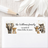 Safari-dieren gouden baby showers adresetiketten etiket (Insitu)