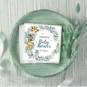 Safari Dieren Groen Botanisch Baby shower Servet