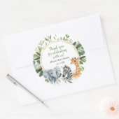 Safari dieren groen goud baby shower ronde sticker (Envelop)