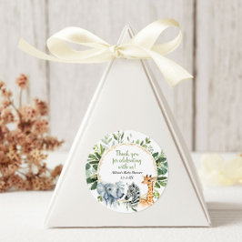 Safari dieren groen goud baby shower ronde sticker