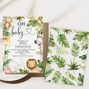 Safari Dieren Groen Oh Baby Baby shower Kaart