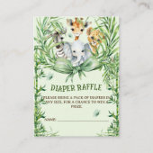 Safari Dieren Groene Boog Baby shower Luier Raffle Informatiekaartje (Voorkant)