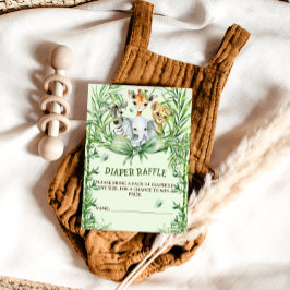 Safari Dieren Groene Boog Baby shower Luier Raffle Informatiekaartje