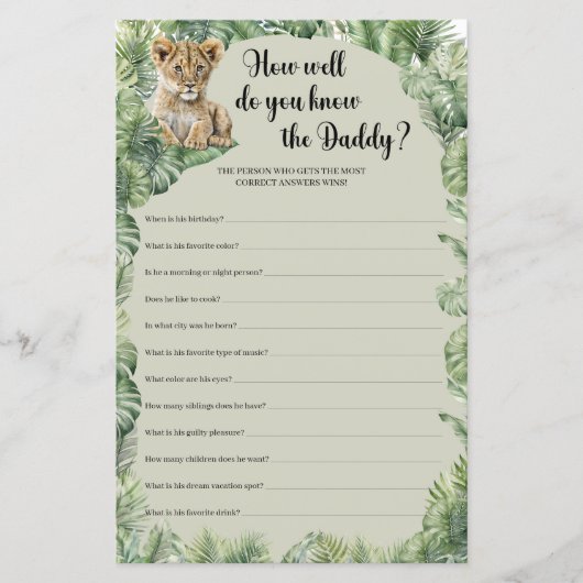 Safari Dieren Hoe goed ken je het papa spel (Voorkant)