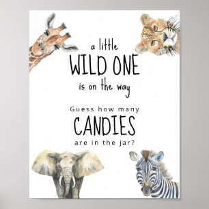 Safari dieren - Hoeveel snoepjes zitten er in de p Poster