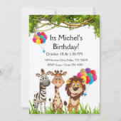 Safari Dieren In Bos Verjaardag Party Uitnodiging (Voorkant)