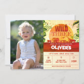 Safari Dieren Jonge Wild & Drie Foto Verjaardag Kaart (Voorkant)