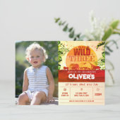 Safari Dieren Jonge Wild & Drie Foto Verjaardag Kaart (Staand voorkant)