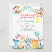 Safari dieren jongen 2e verjaardag uitnodiging inv (Voorkant)