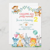 Safari dieren jongen 2e verjaardag uitnodiging inv (Voorkant / Achterkant)