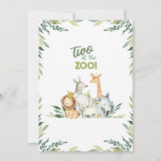 Safari dieren jongen 2e verjaardag uitnodiging. kaart (Achterkant)