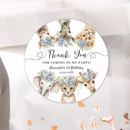 Safari Dieren Jongen Verjaardag Classic Ronde Clas Sticker