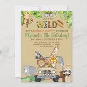 Safari dieren, jongen verjaardag, elke leeftijd..  kaart (Voorkant)