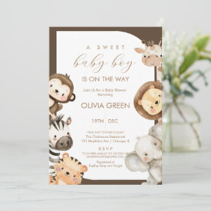 Safari Dieren Jongens Baby Shower  Kaart