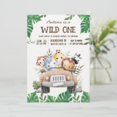 Safari Dieren Jungle Feest Uitnodiging (Staand voorkant)