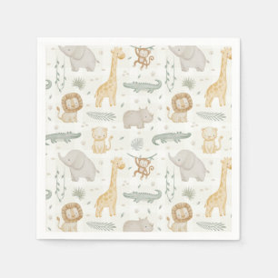 Safari Dieren Jungle Groene Ginghamruit Servet