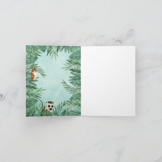 Safari Dieren Jungle Kinderen Verjaardagsfeest Fot Bedankkaart (Binnen)