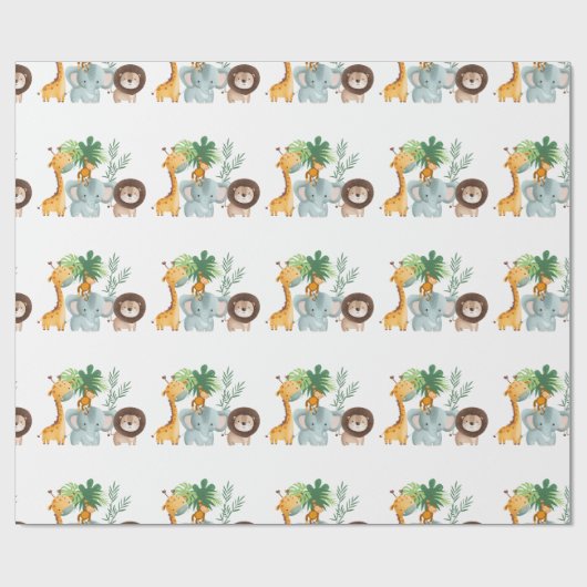 Safari Dieren jungle Tropisch Cadeaupapier (Vlak)