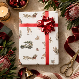 Safari Dieren Kerst Inpakpapier