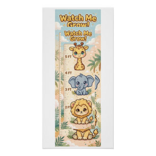 Safari Dieren Kinderen Groeimeter — Kijk hoe ik gr Perfect Poster
