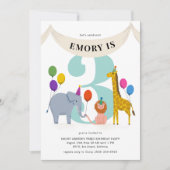 Safari Dieren Kinderen Verjaardagsfeest Kaart (Voorkant)