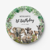 Safari Dieren Kinderen Verjaardagsfeest Papieren Bordje (Voorkant)