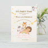 Safari Dieren Kinderfeest Uitnodiging (Staand voorkant)