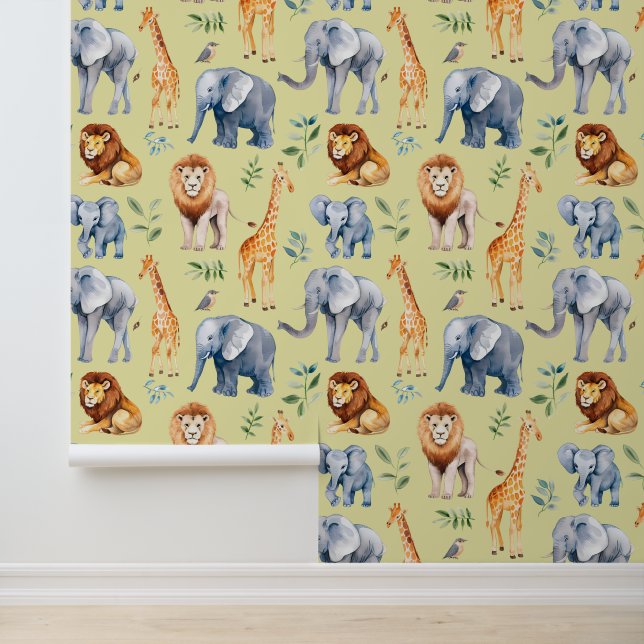 Safari Dieren Kinderkamer Behang (Applicatie)