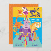 Safari Dieren Kinderverjaardag Uitnodiging (Voorkant / Achterkant)