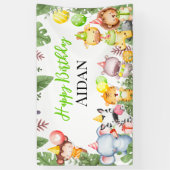 Safari Dieren Kinderverjaardagsfeestje Spandoek (Verticaal)