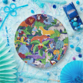 Safari Dieren kleurig patroon Papieren Bordje (Feest)