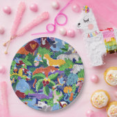 Safari Dieren kleurig patroon Papieren Bordje (Feest)