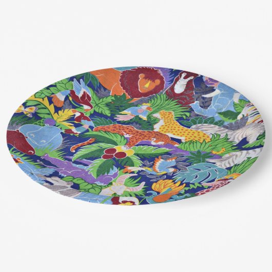 Safari Dieren kleurig patroon Papieren Bordje (Gekanteld)