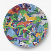 Safari Dieren kleurig patroon Papieren Bordje (Voorkant)