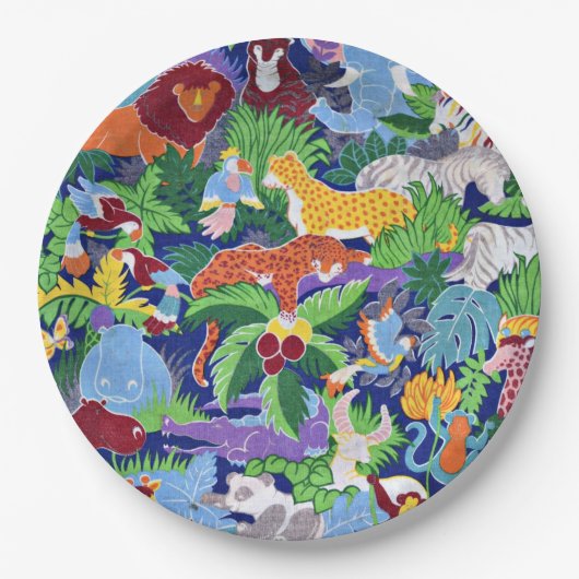 Safari Dieren kleurig patroon Papieren Bordje (Voorkant)