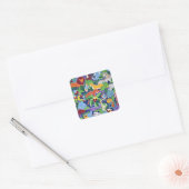Safari Dieren kleurig patroon Vierkante Sticker (Envelop)