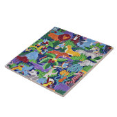 Safari dieren kleurrijk patroon keramiek tegel tegeltje (Zijkant)