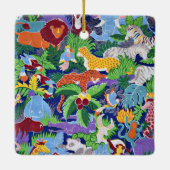 Safari Dieren kleurrijk patroon Keramisch Ornament (Achterkant)