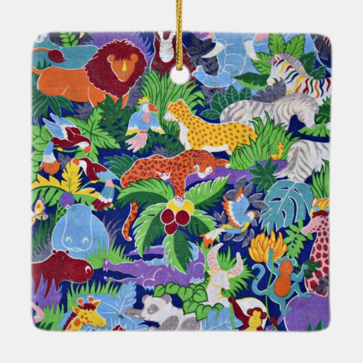 Safari Dieren kleurrijk patroon Keramisch Ornament (Achterkant)