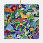 Safari Dieren kleurrijk patroon Keramisch Ornament (Voorkant)