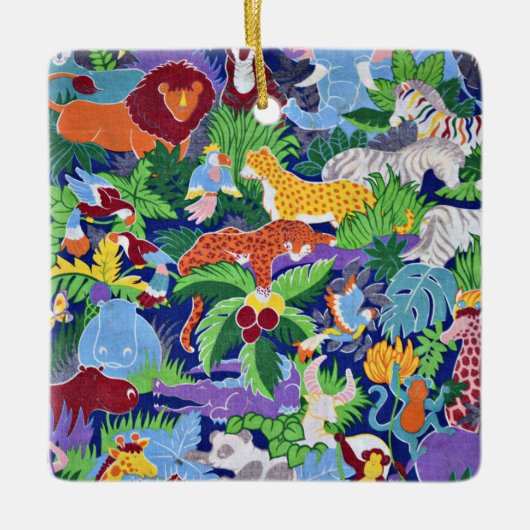 Safari Dieren kleurrijk patroon Keramisch Ornament (Voorkant)