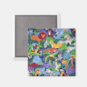 Safari Dieren, kleurrijk patroon, Magneet (Voorkant / Achterkant)