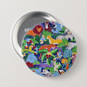 Safari Dieren, kleurrijk patroon, Ronde Button 7,6 Cm (Voorkant /achterkant)